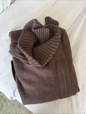Athleta Chill Factor Asymmetrical Wool Blend Sweater Jacket in Frosted M…